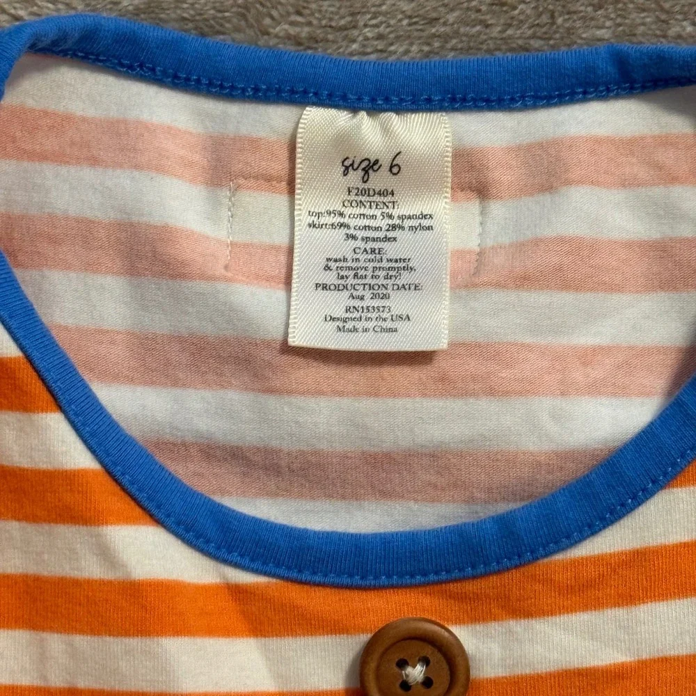 Eleanor Rose Girls Thanksgiving Dress Size 6 Orange Blue Woodland Ruffle